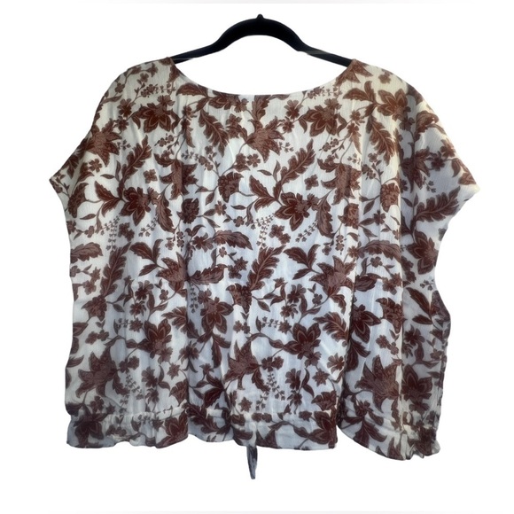 Reitmans Cropped Blouse Button Down Sleeveless V-Neck Cream Brown Size XXL NEW - Picture 7 of 7